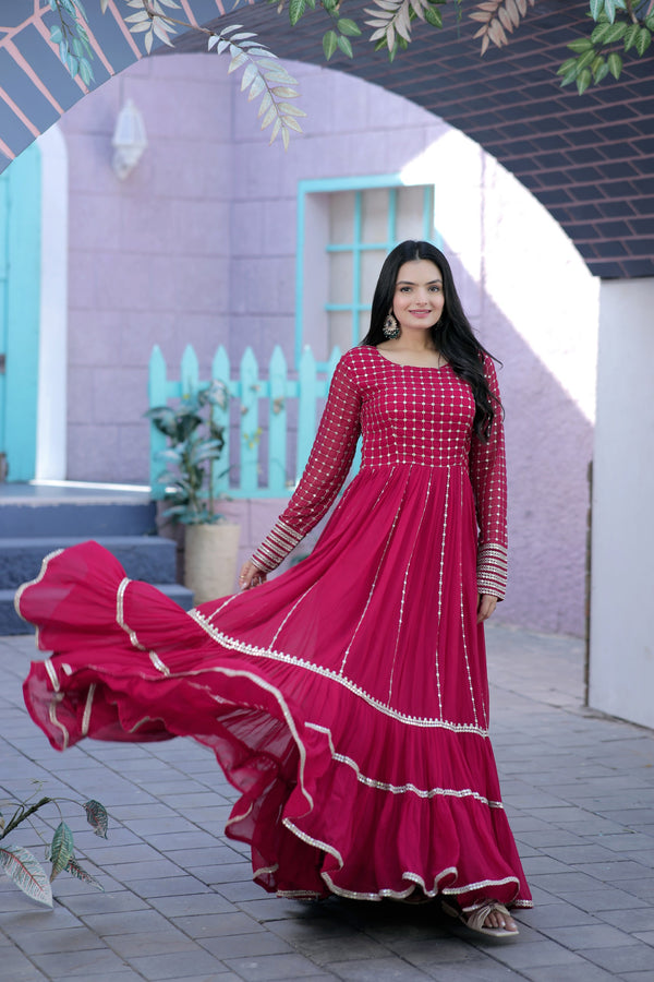 Premium Faux Blooming Gown with Silver Zari & Sequins Embroidery
