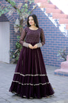 Premium Faux Blooming Gown with Silver Zari & Sequins Embroidery
