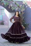 Premium Faux Blooming Gown with Silver Zari & Sequins Embroidery