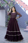 Premium Faux Blooming Gown with Silver Zari & Sequins Embroidery