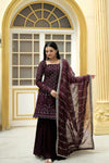 Premium Faux Georgette Sequined Sharara Suit with Embroidered Dupatta