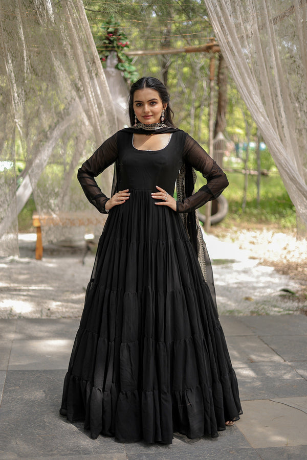 Desirable Women's Gown with Designer Embroidered Dupatta