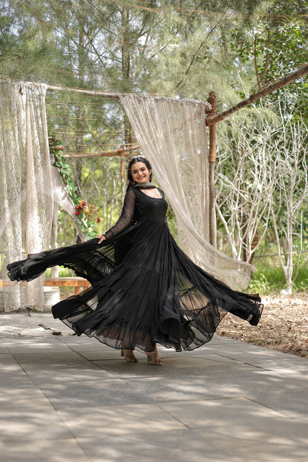 Desirable Women's Gown with Designer Embroidered Dupatta