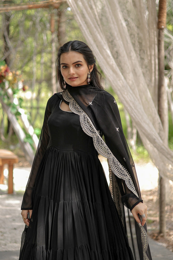 Desirable Women's Gown with Designer Embroidered Dupatta