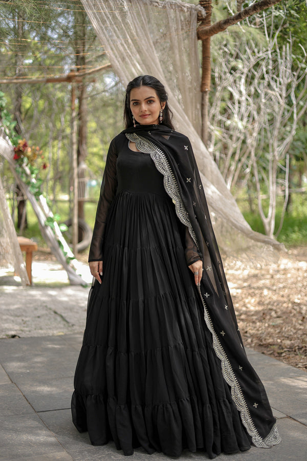 Desirable Women's Gown with Designer Embroidered Dupatta