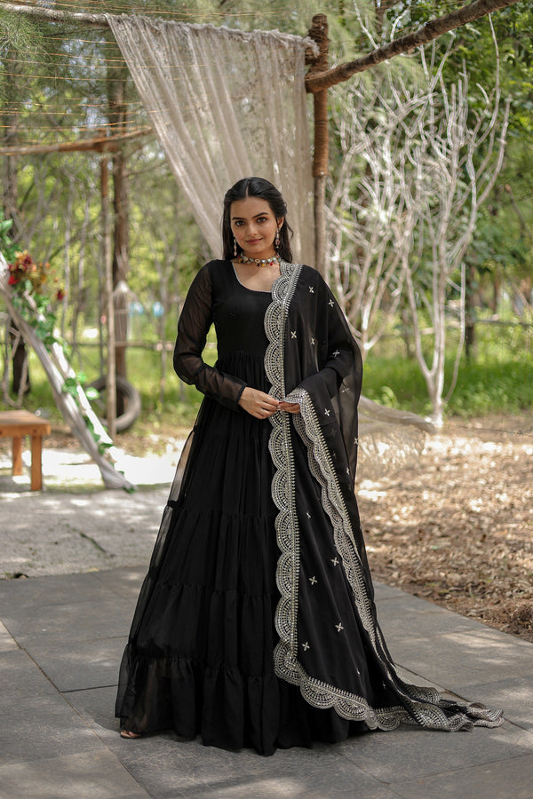 Desirable Women's Gown with Designer Embroidered Dupatta