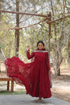 Desirable Women's Gown with Designer Embroidered Dupatta