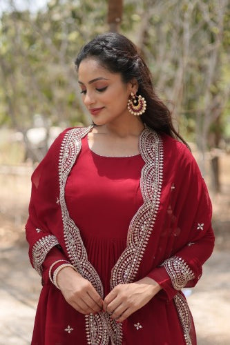 Desirable Women's Gown with Designer Embroidered Dupatta