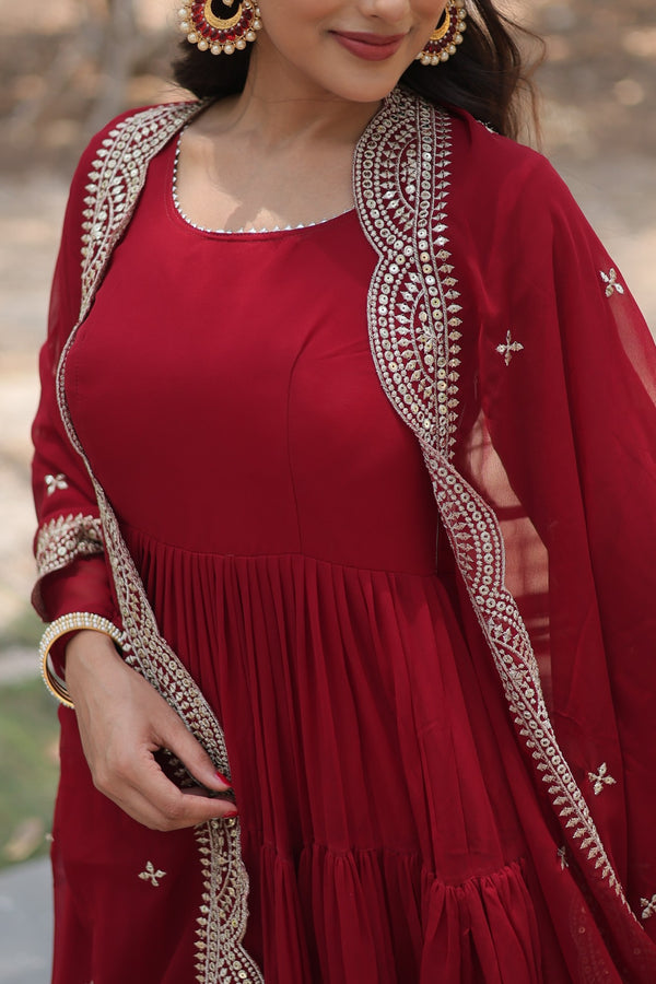 Desirable Women's Gown with Designer Embroidered Dupatta