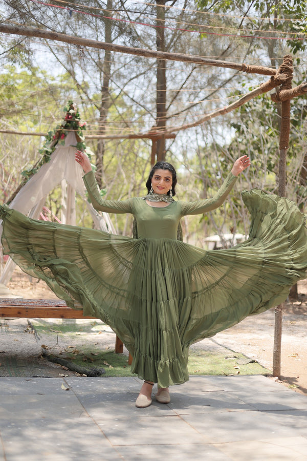 Desirable Women's Gown with Designer Embroidered Dupatta