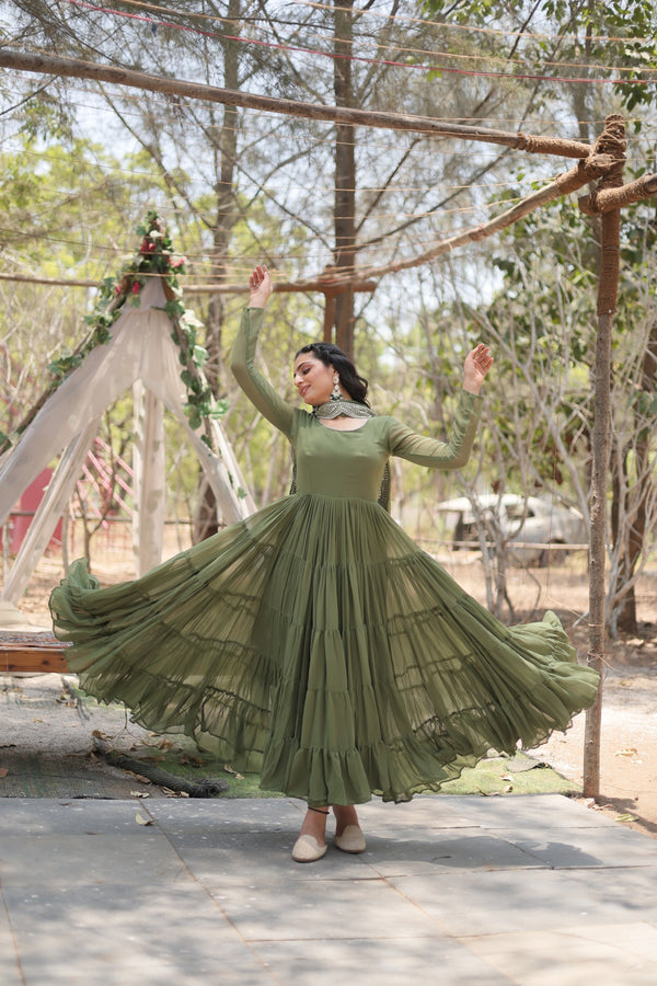 Desirable Women's Gown with Designer Embroidered Dupatta
