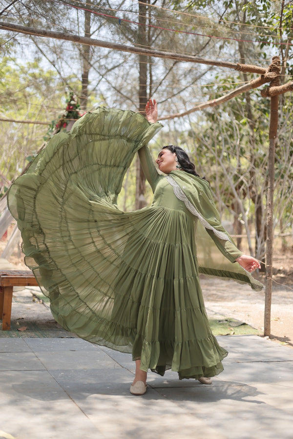 Desirable Women's Gown with Designer Embroidered Dupatta