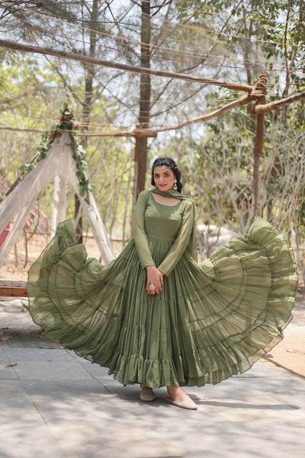 Desirable Women's Gown with Designer Embroidered Dupatta