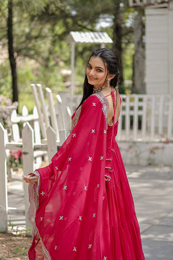 Desirable Women's Gown with Designer Embroidered Dupatta