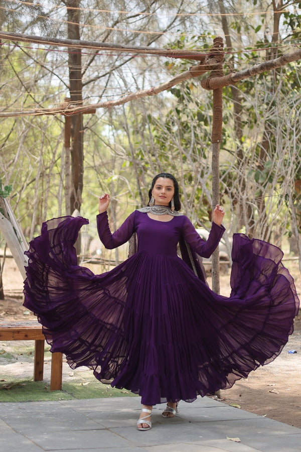 Desirable Women's Gown with Designer Embroidered Dupatta