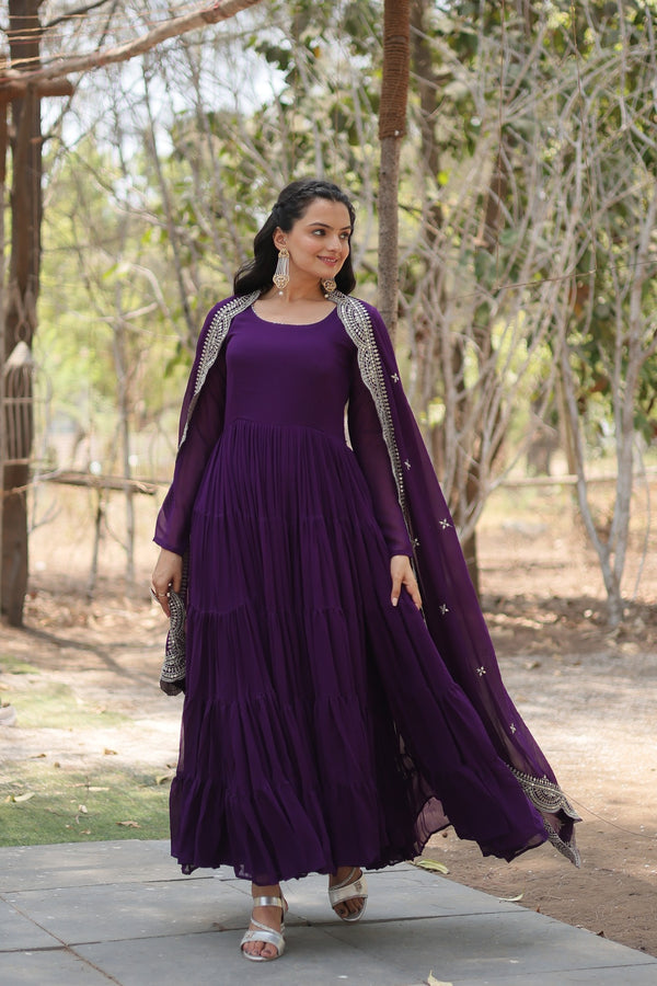 Desirable Women's Gown with Designer Embroidered Dupatta
