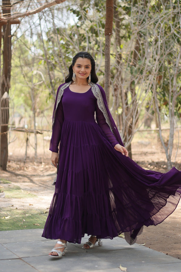 Desirable Women's Gown with Designer Embroidered Dupatta