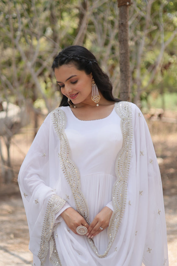 Desirable Women's Gown with Designer Embroidered Dupatta