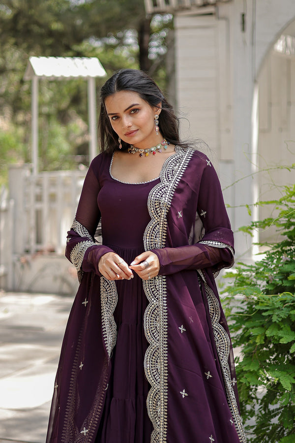 Desirable Women's Gown with Designer Embroidered Dupatta