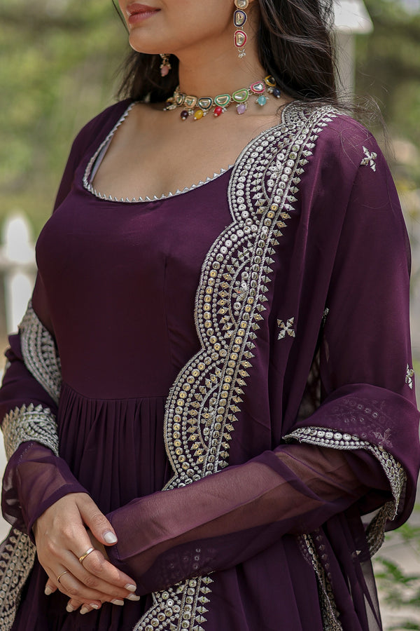 Desirable Women's Gown with Designer Embroidered Dupatta
