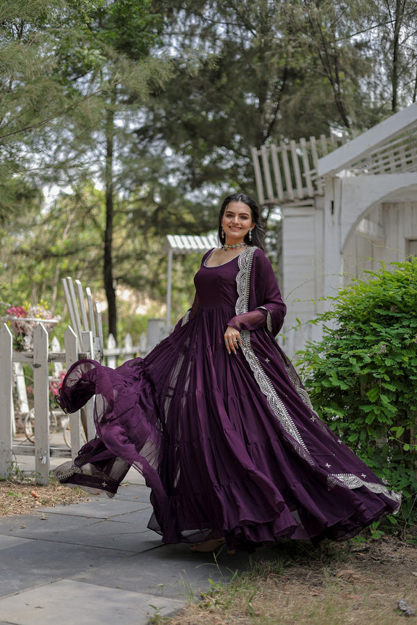 Desirable Women's Gown with Designer Embroidered Dupatta