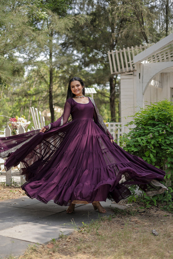 Desirable Women's Gown with Designer Embroidered Dupatta