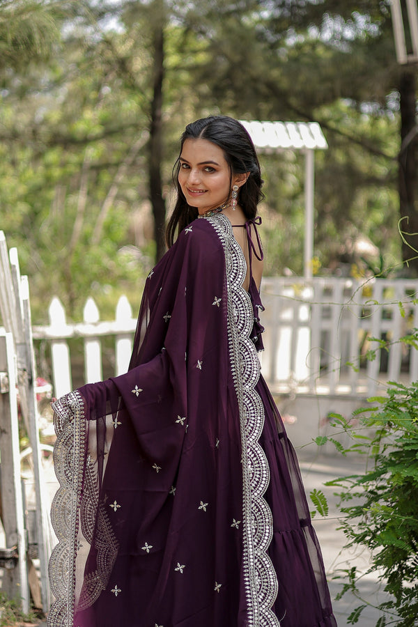 Desirable Women's Gown with Designer Embroidered Dupatta