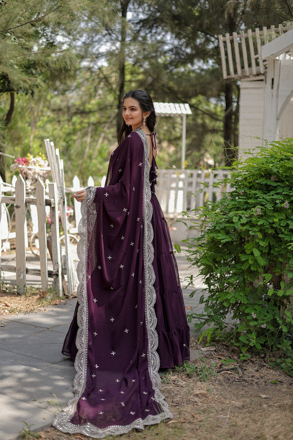 Desirable Women's Gown with Designer Embroidered Dupatta