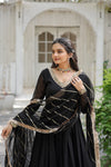 Faux Blooming Gown with Embroidered Dupatta Elegant Sequins Work & Lace Border