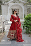 Faux Blooming Gown with Embroidered Dupatta Elegant Sequins Work & Lace Border