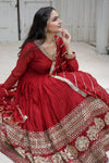 Faux Blooming Gown with Embroidered Dupatta Elegant Sequins Work & Lace Border
