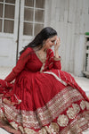 Faux Blooming Gown with Embroidered Dupatta Elegant Sequins Work & Lace Border