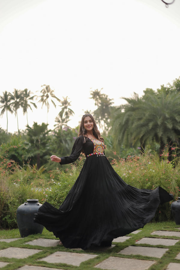 Navratri Collection Kutchi Gamthi Work Gown Reyon Fabric Embroidery