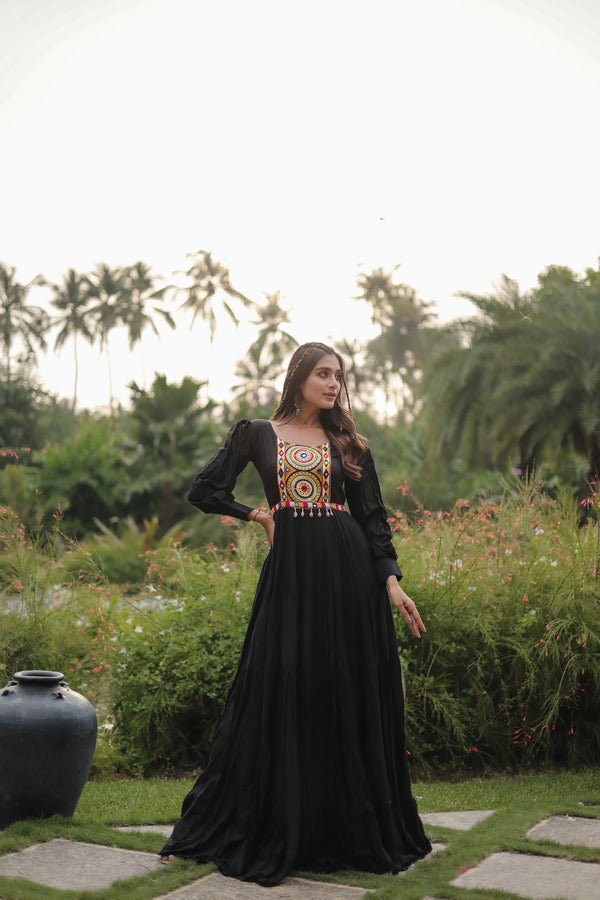 Navratri Collection Kutchi Gamthi Work Gown Reyon Fabric Embroidery