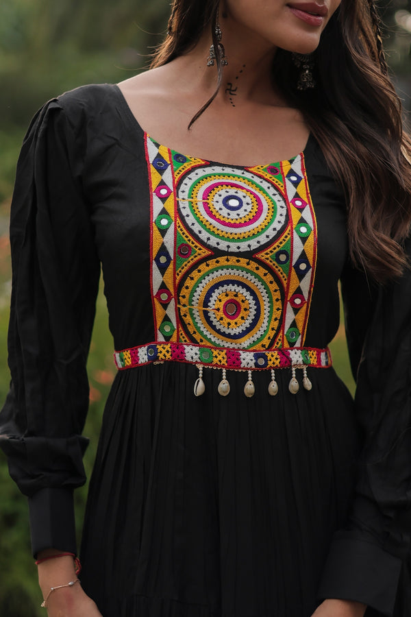 Navratri Collection Kutchi Gamthi Work Gown Reyon Fabric Embroidery