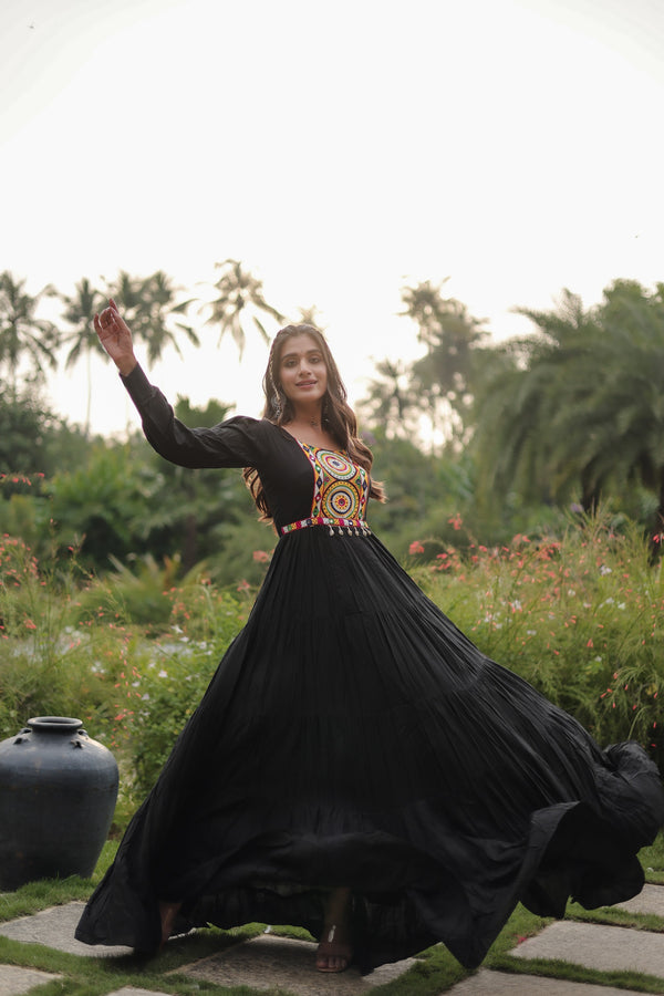 Navratri Collection Kutchi Gamthi Work Gown Reyon Fabric Embroidery