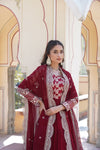 Faux Blooming Gown with Sequins Embroidered Dupatta A Perfect Blend of Elegance & Tradition