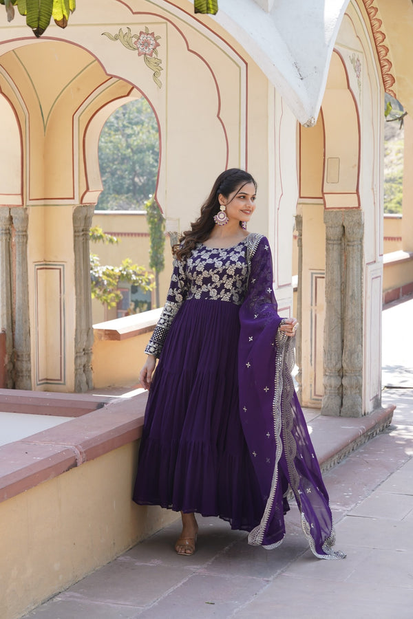 Faux Blooming Gown with Sequins Embroidered Dupatta A Perfect Blend of Elegance & Tradition