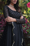 Faux Georgette Gown with Sequins Embroidered Dupatta A Blend of Tradition & Elegance
