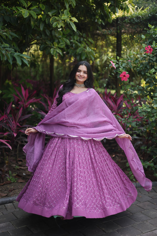 Faux Georgette Gown with Sequins Embroidered Dupatta A Blend of Tradition & Elegance