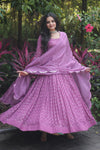 Faux Georgette Gown with Sequins Embroidered Dupatta A Blend of Tradition & Elegance