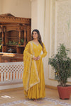 Elegant Faux Georgette Gown with Embroidered Dupatta – A Statement of Grace & Style