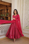 Faux Blooming Gown with Sequins Embroidered Dupatta A Blend of Elegance & Charm