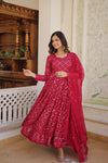 Faux Blooming Gown with Sequins Embroidered Dupatta A Blend of Elegance & Charm