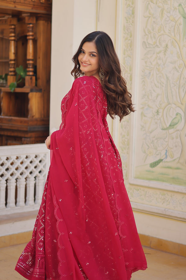 Faux Blooming Gown with Sequins Embroidered Dupatta A Blend of Elegance & Charm
