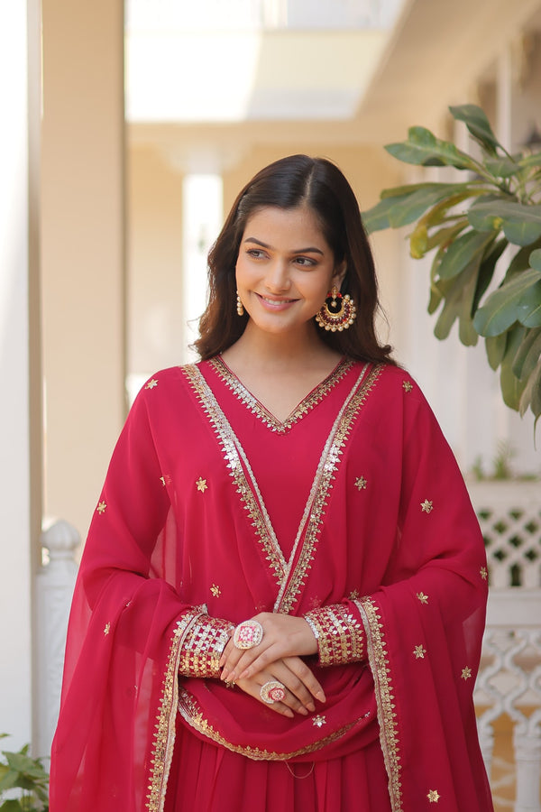 Faux Blooming Gown with Sequins Embroidered Dupatta A Mesmerizing Ensemble