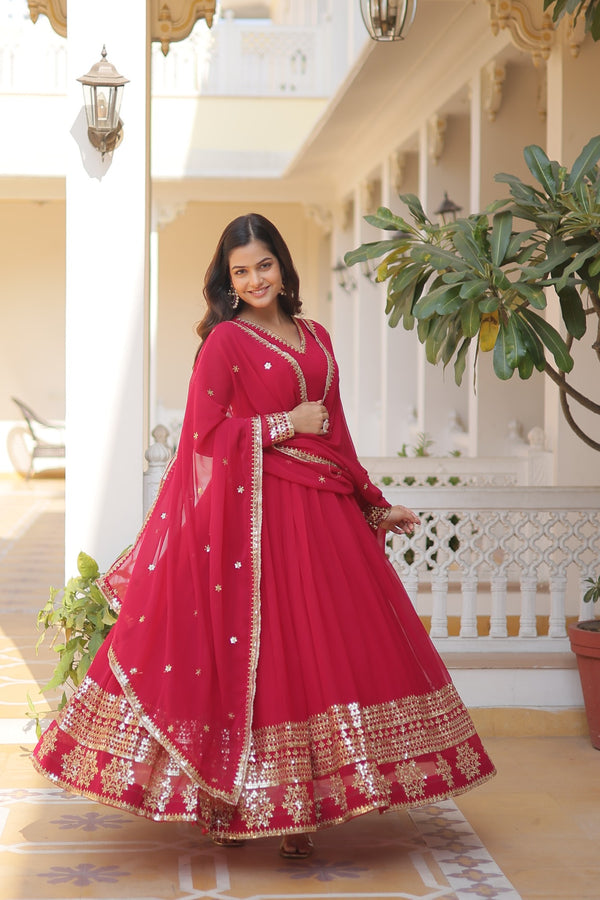 Faux Blooming Gown with Sequins Embroidered Dupatta A Mesmerizing Ensemble