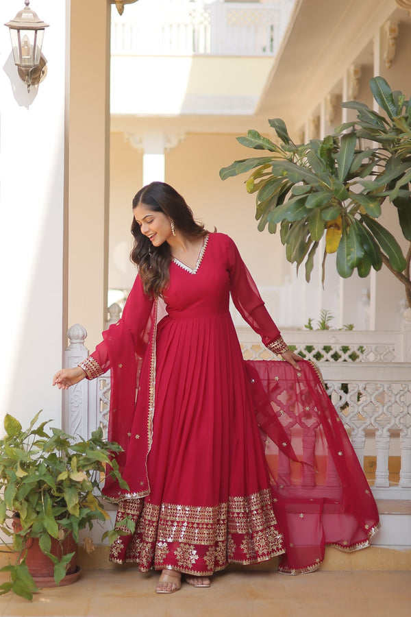 Faux Blooming Gown with Sequins Embroidered Dupatta A Mesmerizing Ensemble