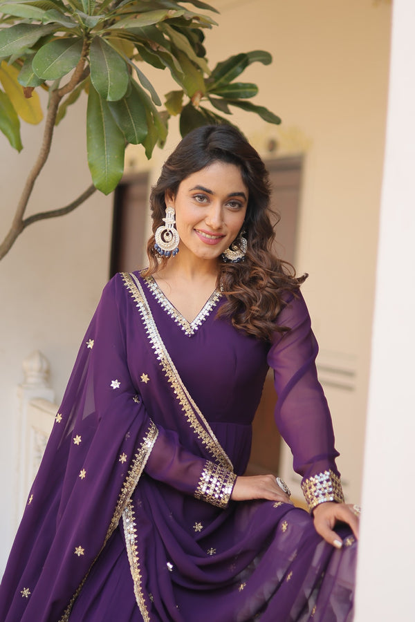 Faux Blooming Gown with Sequins Embroidered Dupatta A Mesmerizing Ensemble