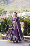 Viscose Dyable Jacquard Gown with Russian Silk Dupatta